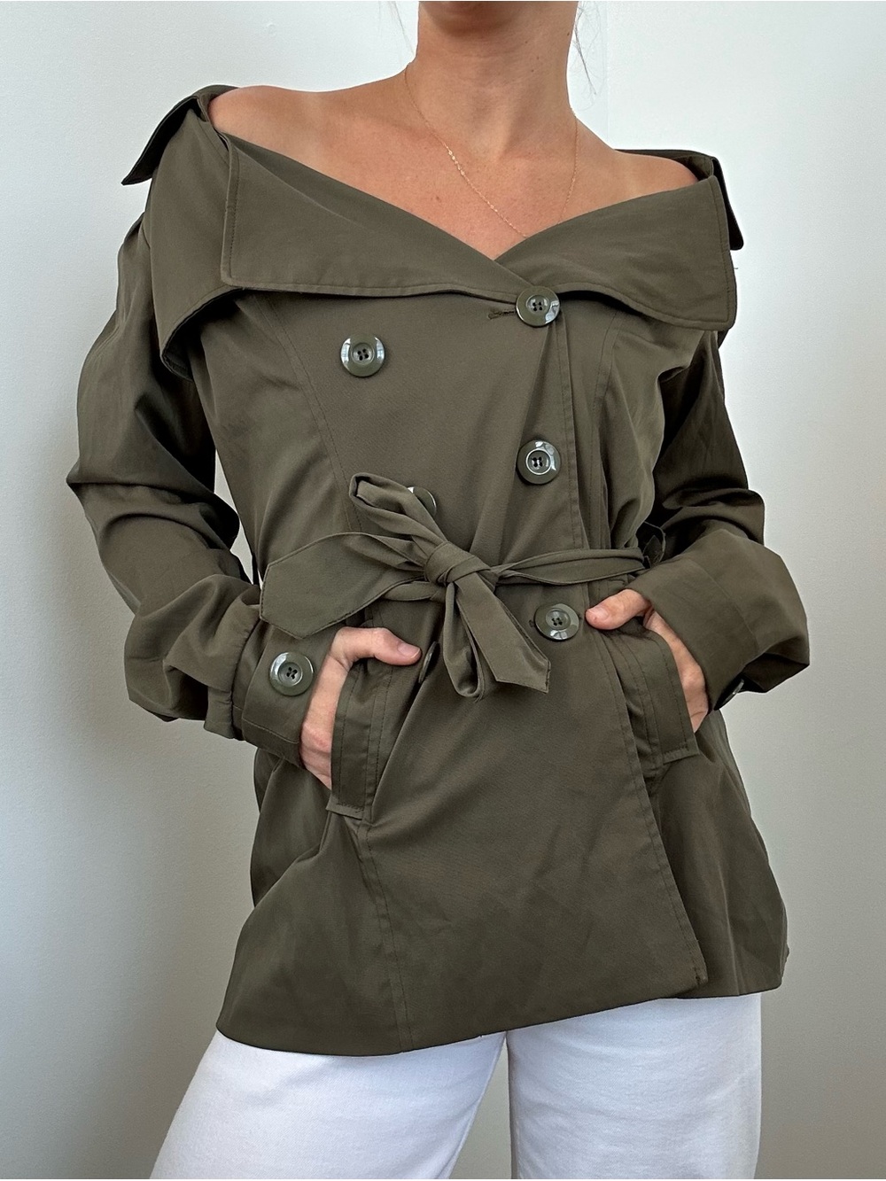 Vertigo Paris Olive Tie-Waist Utility Jacket